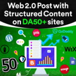 โพสต์ Web 2.0 พร้อมเนื้อหาที่มีโครงสร้างบนเว็บไซต์ที่มี DA50+