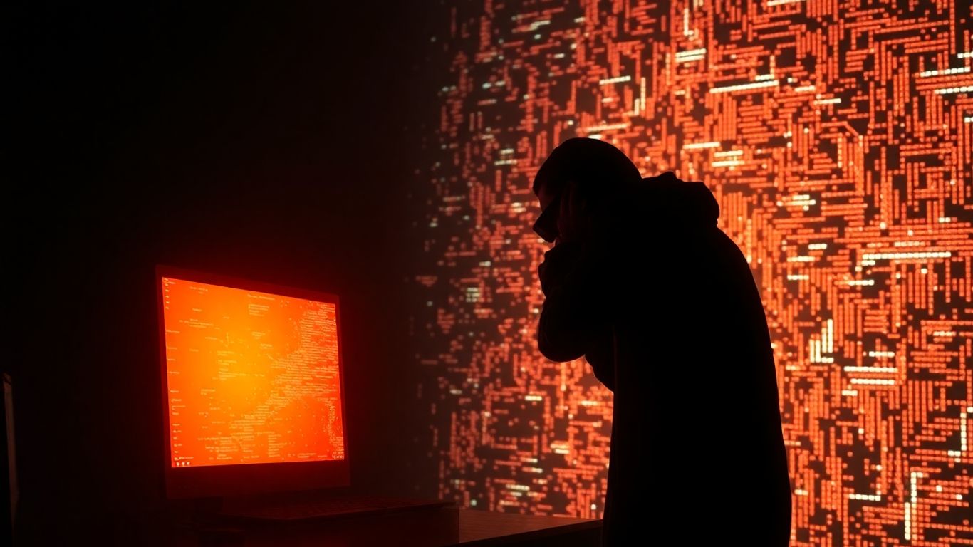 ภาพเงาคนกำลังทำงานบนคอมพิวเตอร์