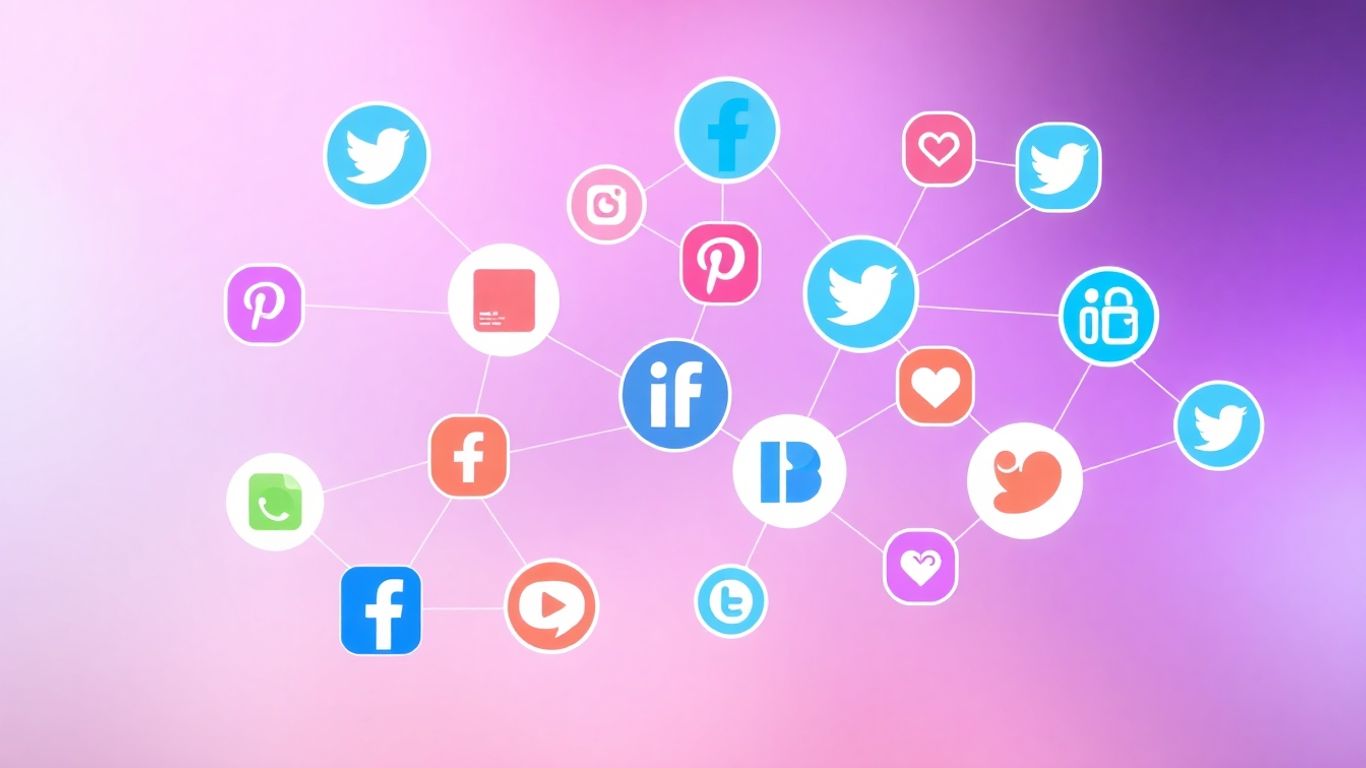 เครือข่ายไอคอนโซเชียลมีเดียเชื่อมต่อกัน