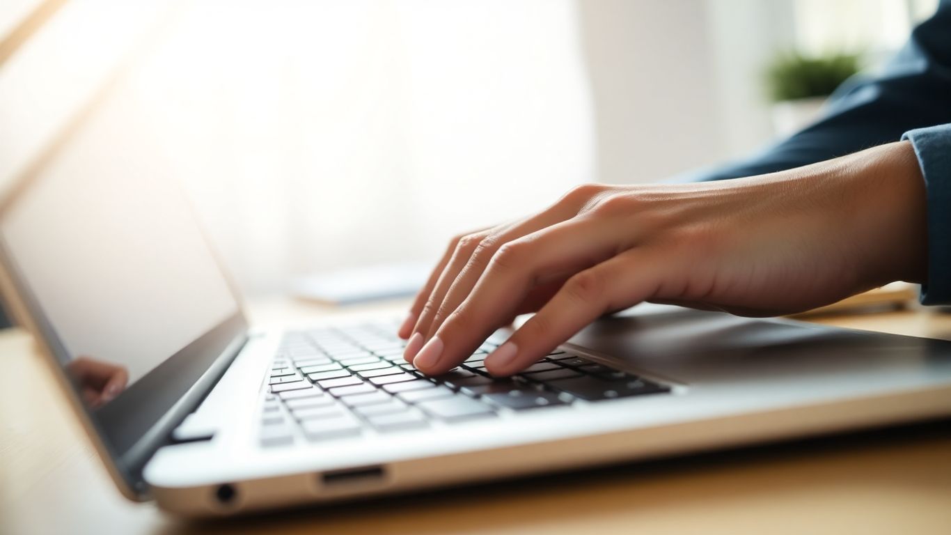 มือพิมพ์บนคีย์บอร์ดคอมพิวเตอร์