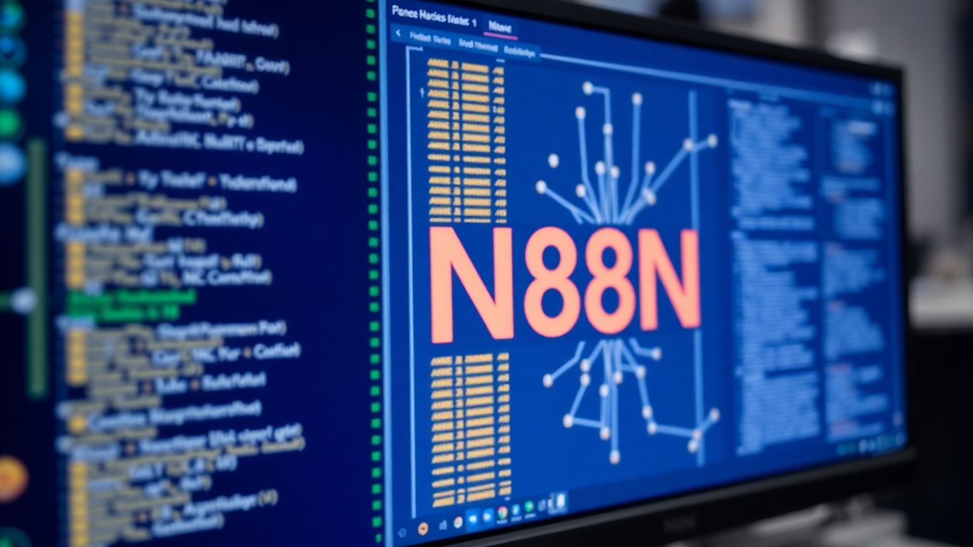 หน้าจอ N8N แสดงการเชื่อมต่อโหนดและเวิร์กโฟลว์ข้อมูล