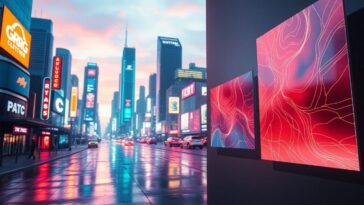 ภาพเมืองแห่งอนาคตพร้อมงานศิลปะ AI